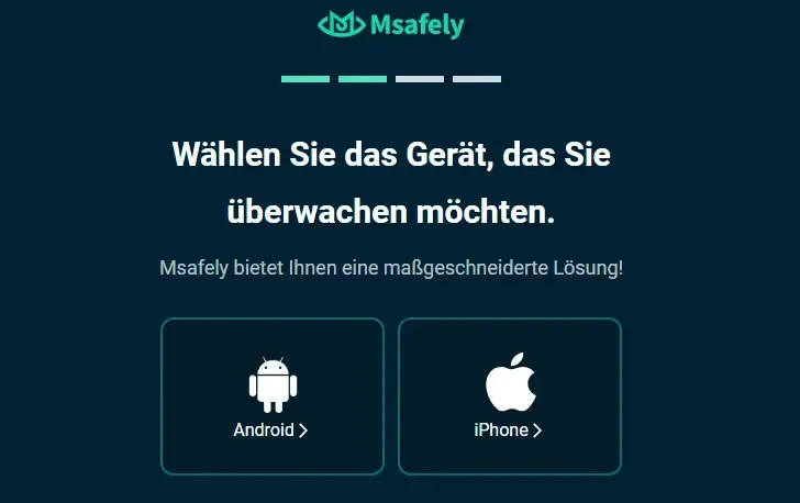 Schritt 2 der Anmeldung bei Msafely